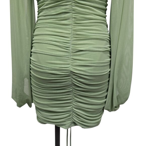 NWT Hello Molly Women’s Green Ruched Balloon Sleeve Bodycon Dress Size‎ Large - Picture 13 of 13